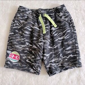 Under Armour Kids Shorts in gray/black camo print